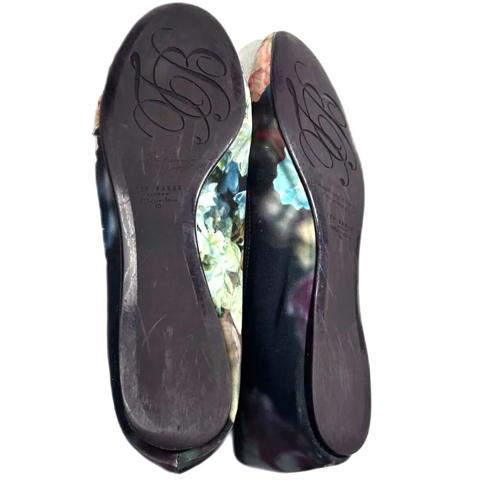 Ted Baker Women's Imme 2 Floral Boutique Print Ballet Flat Rose Gold Bow SZ 9.5 - Picture 5 of 10
